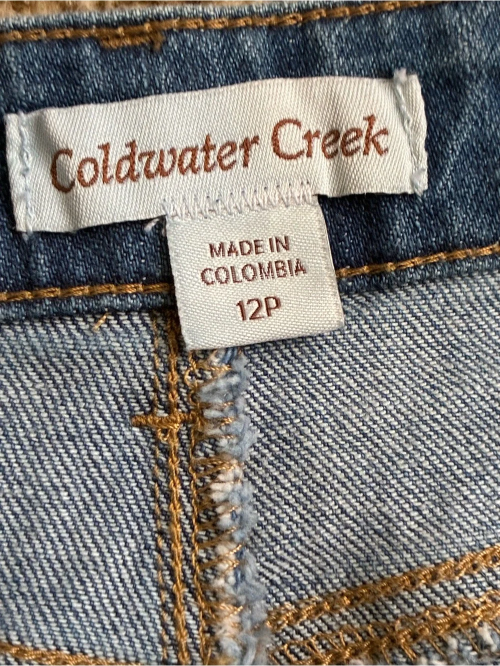 Coldwater Creek Denim Pencil Skirt, Sz. 12P, Zipper & Button Closure